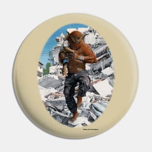 Inspirational Action Hero Carrying Kid Realistic Art Pin