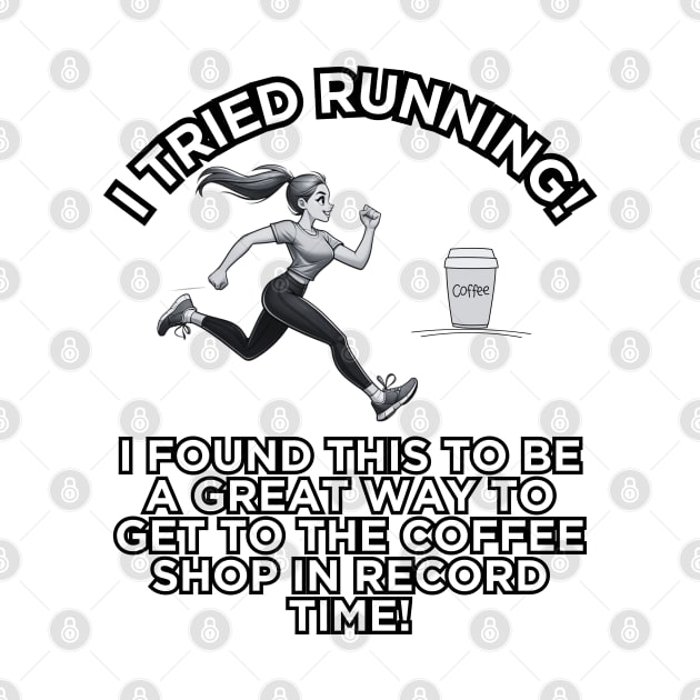 Caffeine Sprint: Coffee Shop Dash Humor by vk09design