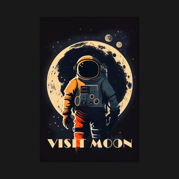 Moon Adventure Vintage Travel Poster by GreenMary Design