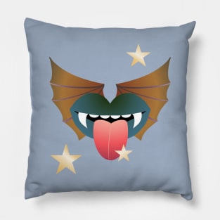 Vampire Kisses the Night - Blue Pillow