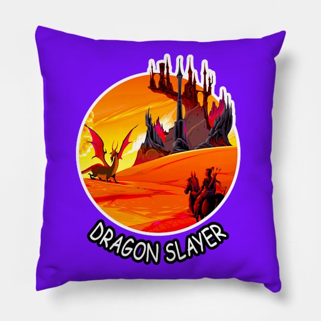 🐲 Brave Dragon Slayer Pillow by Pixoplanet