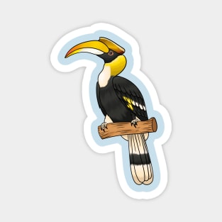 Great hornbill bird cartoon illustration Magnet