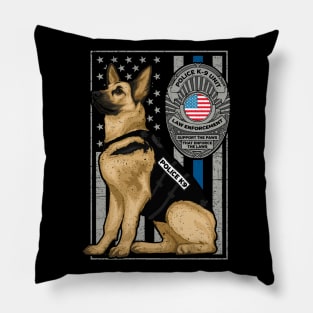 Police K-9 Unit German Shepherd Dog Thin Blue Line Pillow