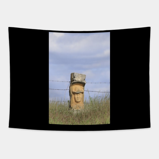 Stone Post Fence Carving on the Kansas Prairie Tapestry by ROBERTDBROZEK