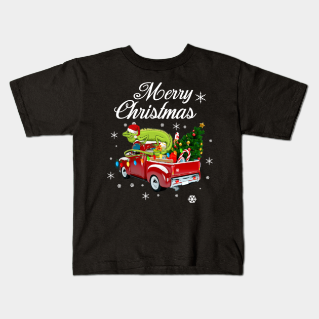 Lizard Rides Red Truck Christmas Pajama Merry Christmas Gift Lizard Rides Red Truck Christmas Pajama Kids T Shirt Teepublic