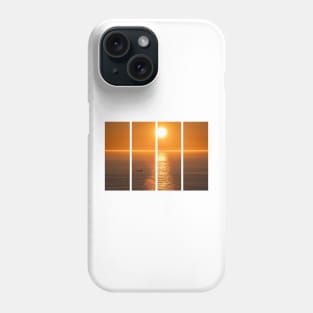 Wonderful landscapes in Norway. Nord-Norge. Beautiful scenery of a midnight sun sunset at Nordkapp (Cape North). Boat and globe on a cliff. Rippled sea and clear orange sky. Phone Case