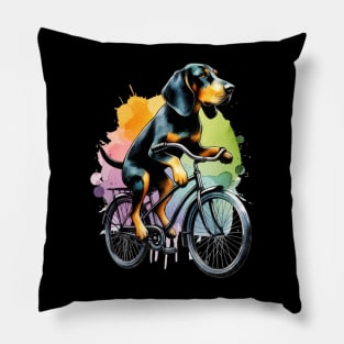 Watercolor Black And Tan Coonhound Biking Pillow