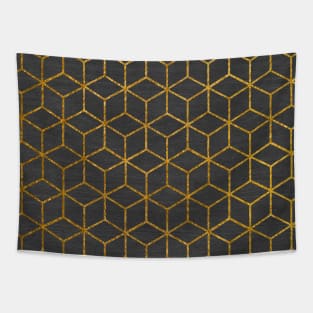 Black and Gold Geometry Tapestry