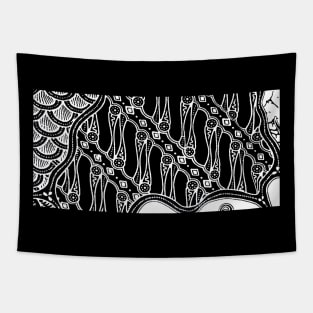 Monochrome Pattern Batik Bali Tapestry