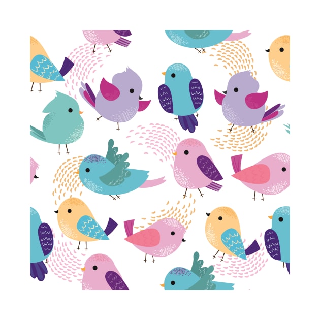 Cartoon Lovely Birds Pattern Art by MariaStore