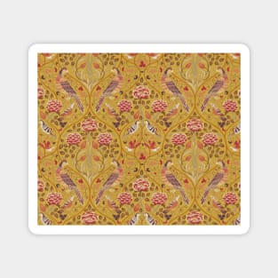 Roses and Birds Vintage Pattern (Mustard) by William Morris Magnet