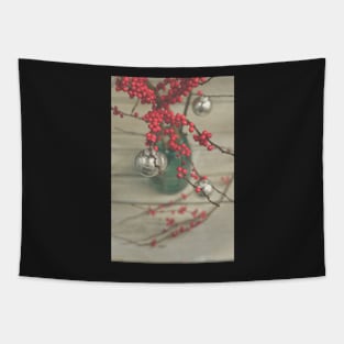 Winter Holly Berries Tapestry