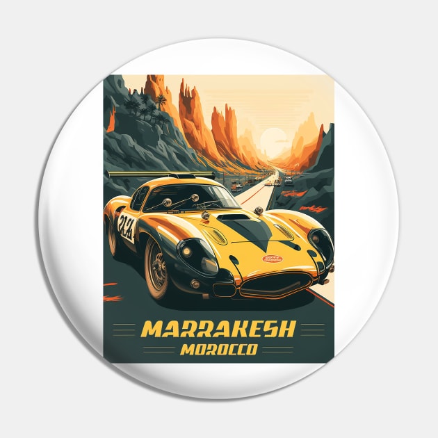 Marrakesh Morocco Supercar Vintage Travel Art Poster Pin by OldTravelArt