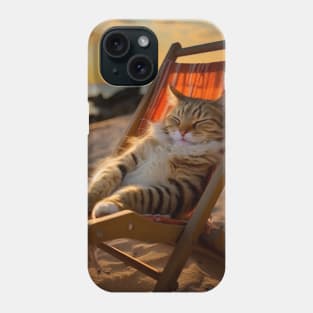 Seashore Slumber - Cat's Sunset Repose Phone Case