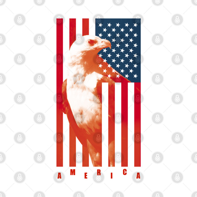 Eagle on American Flag - American Flag - T-Shirt