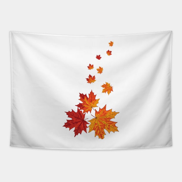 Cartoon beautiful falling maple leaves Tapestry by LuckyLife