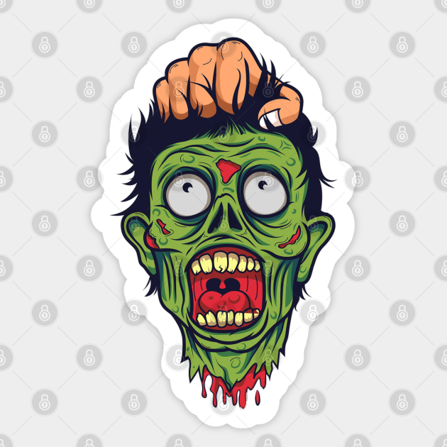 Zombie Head - Scary Halloween Cartoon Art - Zombie - Sticker | TeePublic Zombie Head - Scary Halloween Cartoon Art - Zombie - Sticker | TeePublic