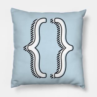 Curly Brackets - Blue Pillow