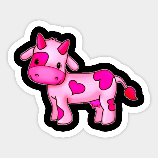 Lovely Cute Strawberry Cow Aesthetic Strawberry Cow Pet Strawberry Cow Cute Sticker Teepublic - aesthetic strawberry cow roblox icon