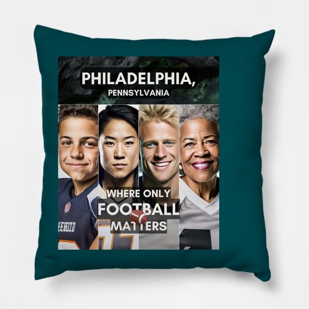 Faces - Where only Football Matters - Philadelphia, Pennsylvania Pillow by INK-redible