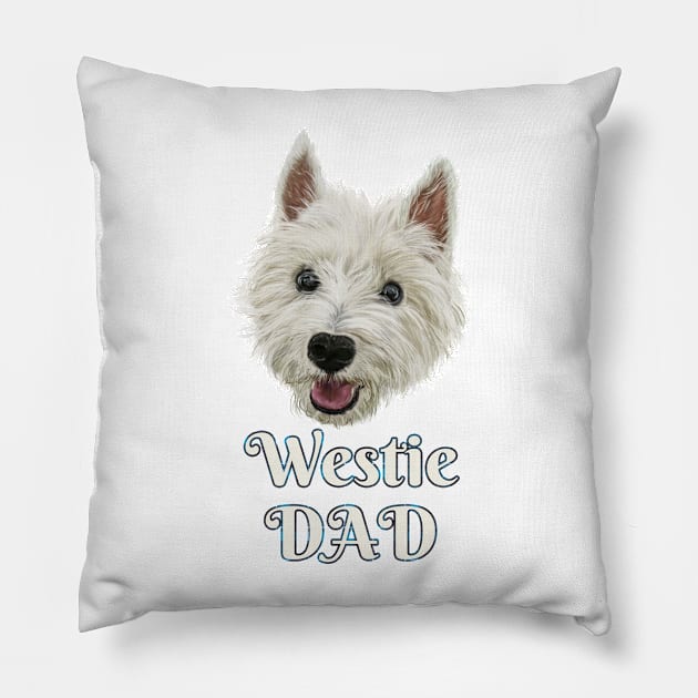 Mens Westie Dad Smiling West Highland Terrier Pillow by brodyquixote