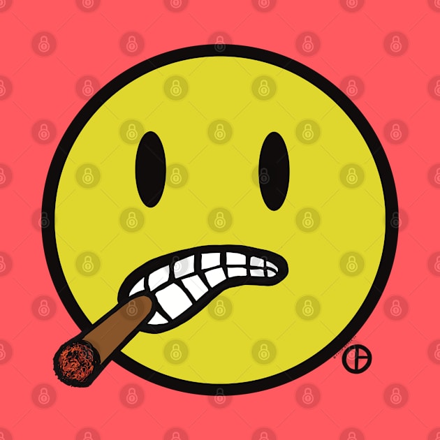 Bud The Cigar Chomping Smiley Face by Art from the Blue Room