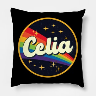 Celia // Rainbow In Space Vintage Style Pillow