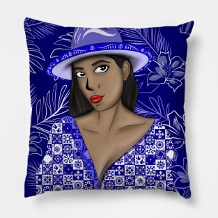 panama wonderful woman muse in talavera style in summer arts Pillow