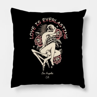 Skull Love Girl Vintage Traditional Tattoo Pillow