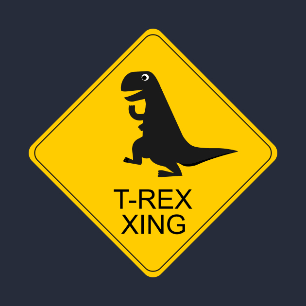 T-rex crossing road sign by blessedpixel