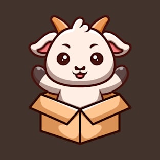 Goat Sitting Out From Box Cute Cartoon T-Shirt