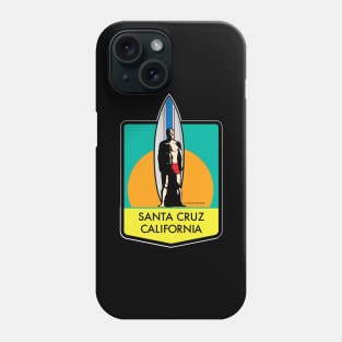 Santa Cruz California Surfer Statue Bill Lidderdale Sticker Sunset Lite Green Phone Case