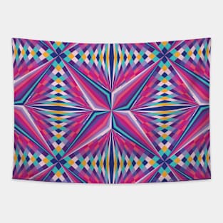 Rainbow Geometric Star Tapestry