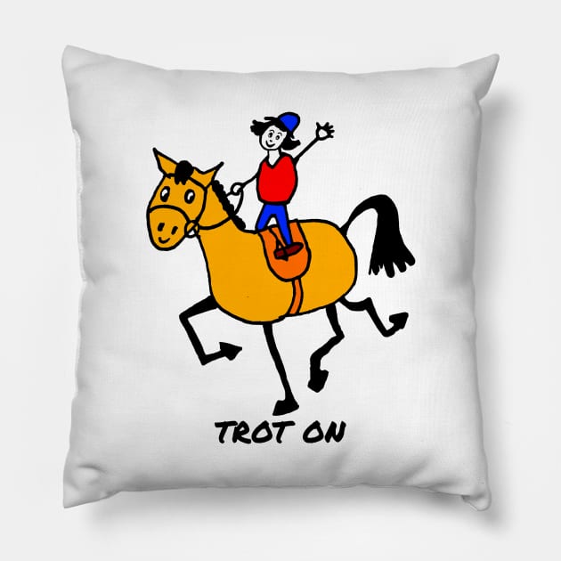 Trot On Pony Cartoon Pillow by Michelle Le Grand