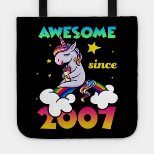 Cute Awesome Unicorn Since 2007 Rainbow Gift Tote