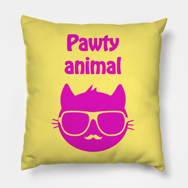 Pawty animal (pink) Pillow by punderful_day