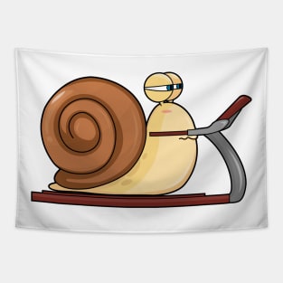 Snail at Jogging on Treadmill Tapestry