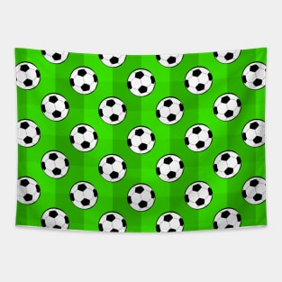 Football / Soccer Balls - Seamless Pattern on Stadium Background Tapestry