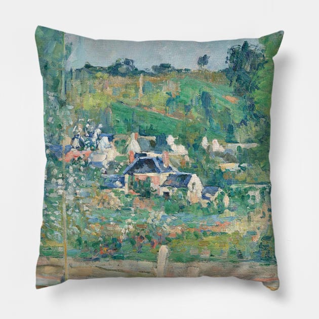 View of Auvers-sur-Oise-La Barriere by Paul Cezanne Pillow by Classic Art Stall