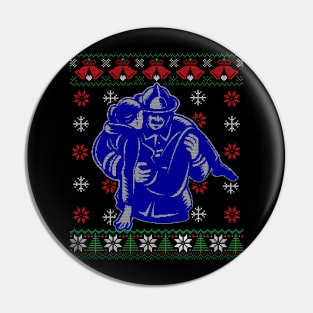 Xmas Firefighter Ugly Sweater Style Funny Xmas Gift Pin