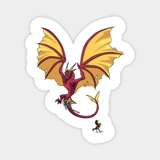 Red Dragon Snatching Up Knight Magnet