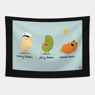 Bean Characters , Baked, Navy and Jelly bean Tapestry