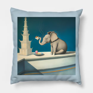 Blue Elephant Eating Cake Pillow