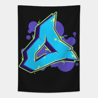 Letter O - Graffiti Street Art Style Blue Tapestry