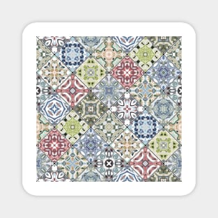 Patchwork of square patches with a pattern in oriental style Magnet