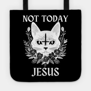 Not Today Jesus Satanic Cat Gothic Gift Idea Tote