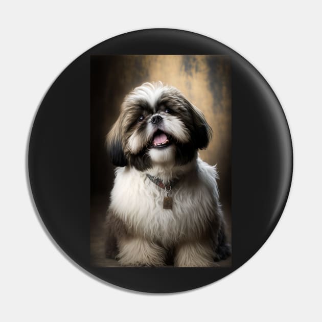 Super Cute Shih Tzu Portrait Pin by KoolArtDistrict