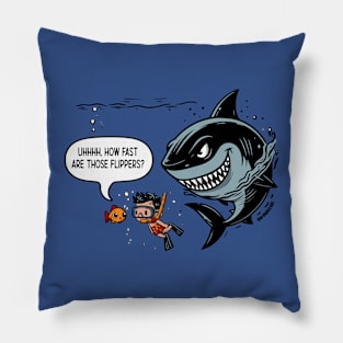 How Fast Are Those Flippers Graphic Tee | Shark Encounter Pillow