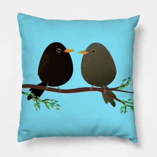 A couple of egg shaped blackbirds Pillow