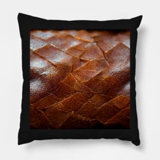 Brown Imitation leather stripes, natural and ecological leather print #24 Pillow